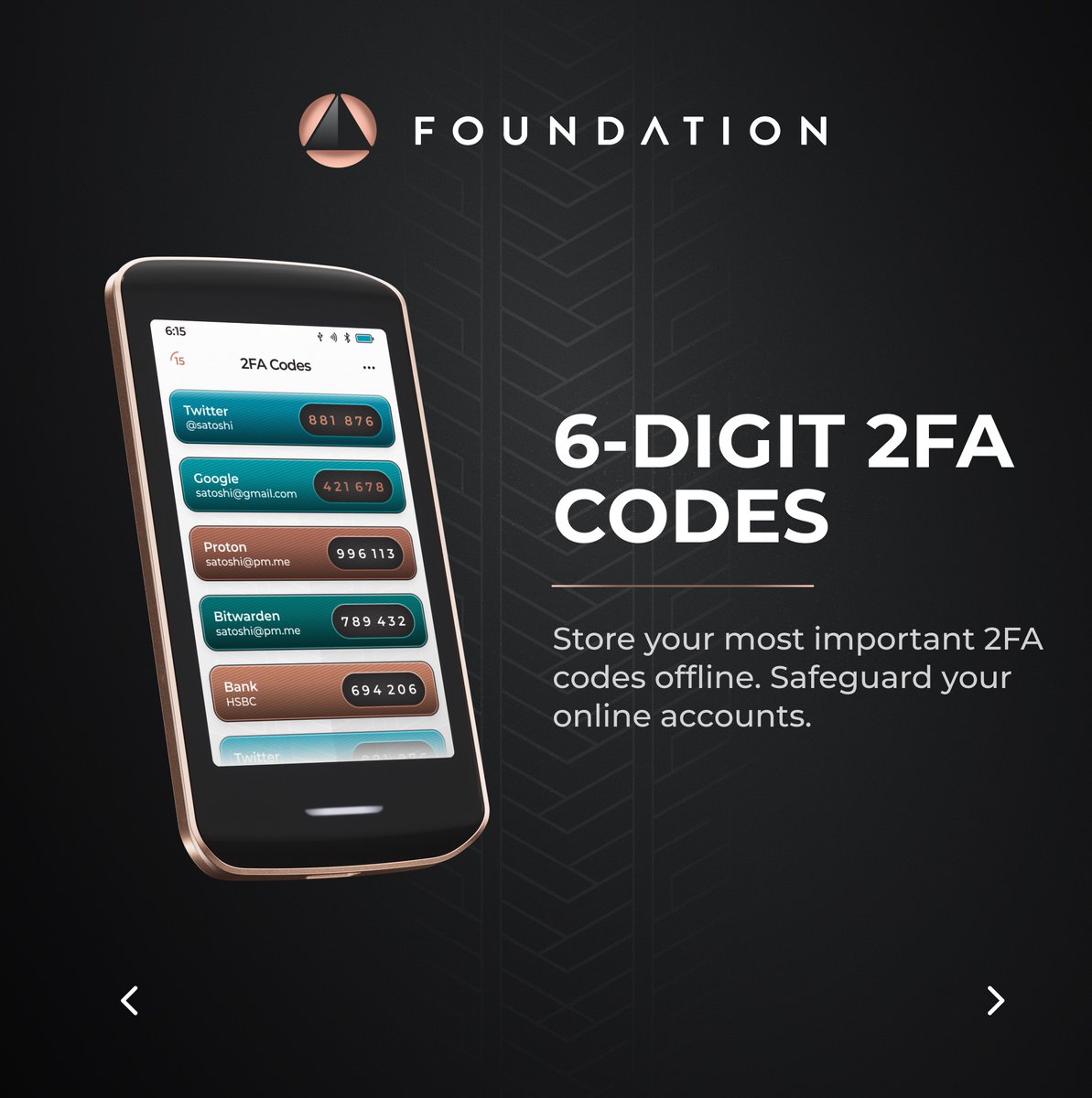 FOUNDATIONdvcs's tweet photo. Your 2FA codes live on the most attacked device on earth: your phone.

The point of a second factor is being a second place, not on the same phone, not on the same browser, not online.

Passport Prime holds your codes and security keys on a device that never connects to the internet.