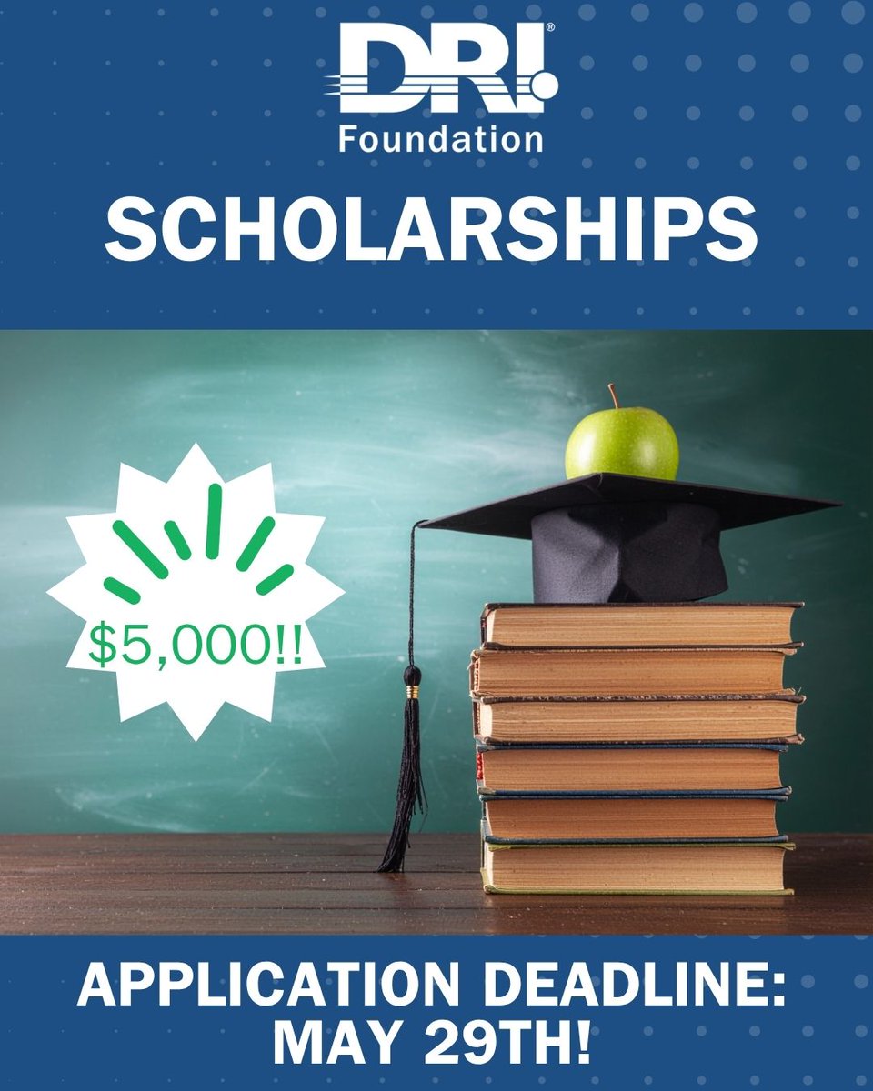 DRI_Intl's tweet photo. If you are a DRI-certified professional with a high school senior or a college undergraduate in the U.S. or Canada, your child could be eligible for $5,000 toward their education. 
Deadline is May 29, 2026.

Learn more and download the application:
https://t.co/ebyBQcHNdR https://t.co/oirywG7qsi