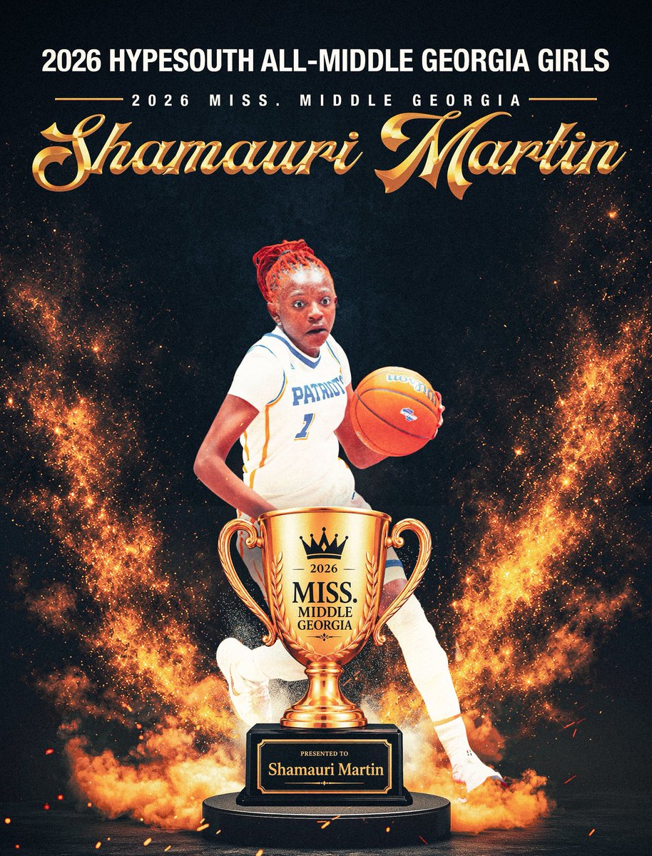 HypesouthMedia's tweet photo. 🚨 BREAKING 🚨 

2025-26 @HypesouthMedia All-Middle Georgia Girls Teams + more awards & accolades.

After leading her squad in scoring and coming off back-to-back state titles, Wilcox G Shamauri Martin has been named 2026 Miss Middle Georgia Basketball.

Full List:

https://t.co/LvBBL3Ydbs