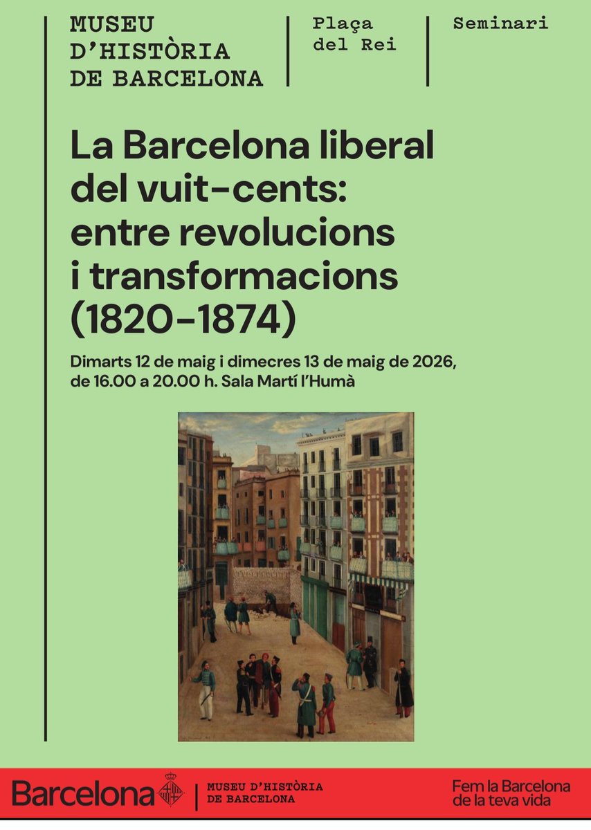 PepRueda's tweet photo. Aquest dimarts i dimecres s'ha celebrat el seminari 'La Barcelona liberal del vuit-cents' al Museu d'Història de Barcelona. Una iniciativa de @jrocavernet i @EdgarStraehle que ha comptat amb magnífiques aportacions de @nuriamima , @CostalFornells , Ginés Puente i un servidor. https://t.co/NK3yD0GcMw