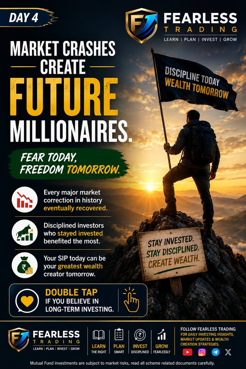 Fearlestrading's tweet photo. Turn market fear into opportunity

Market crashes are your chance to build future wealth. Stay disciplined, invest wisely, and secure your financial freedom. Are you ready to create tomorrow’s success today? 🚀

#WealthBuilding #InvestSmart #FinancialFreedom https://t.co/Xj9I5BlOu4
