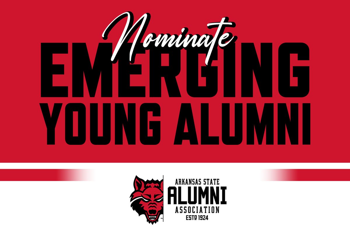 AStateAlumni's tweet photo. ⭐ Nominations are OPEN for the 2026 Emerging Young Alumni Awards!⭐

Know an A‑State grad making an early impact and giving back? Nominate them by June 1.

🔗 https://t.co/8kndsFtH0g

#AStateAlumni #EmergingYoungAlumni https://t.co/M52x9GFsVI