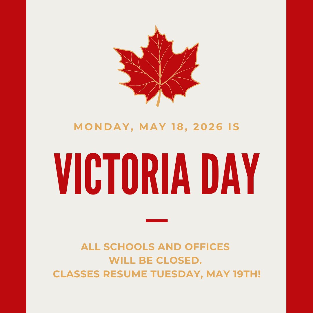 rrvsd1's tweet photo. Happy Victoria Day weekend! What a wonderful time to enjoy the outdoors and the unofficial kickoff to the warmer months ahead!

All schools and offices will be closed on Monday, May 18th. Classes and office hours resume on Tuesday, May 19th. Have a great long weekend! https://t.co/71lli9ZPch
