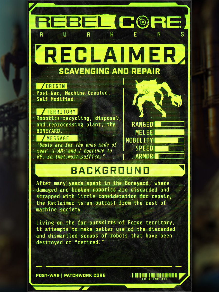 atomswitch's tweet photo. For the second card set in the Core Robotic boss series, meet The Reclaimer!

#RebelCoreAwakens #IndieGame #gamedev #Worldbuilding #RebelCoreCards https://t.co/BTGt90rC05