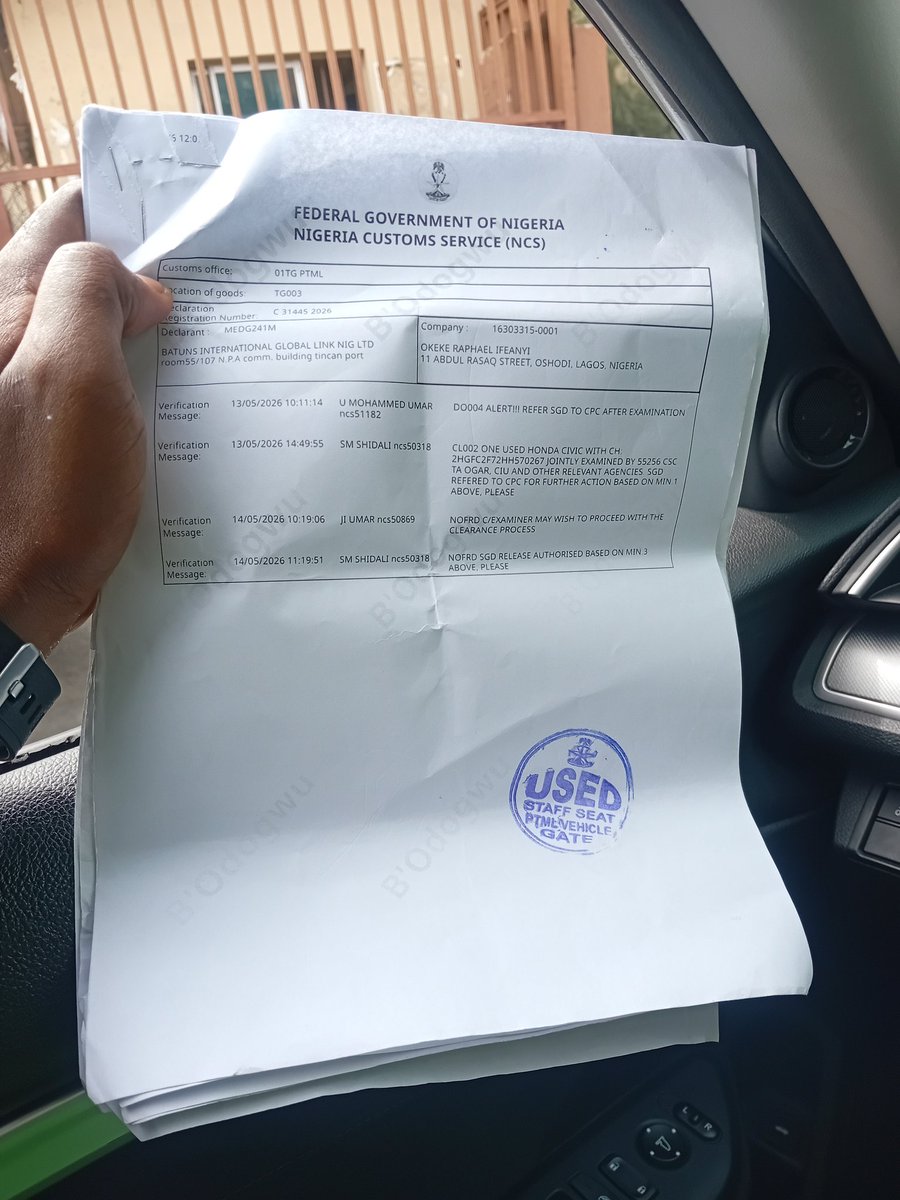 Bigsamtorrera's tweet photo. Another successful delivery straight from PTML Tin Can 🚗✨
Honda Civic 2017 freshly cleared and delivered safely to Surulere.
We appreciate your trust and confidence in our service.
From port clearance to final delivery, we remain committed to professionalism, transparency, and https://t.co/KlsLkbXzik