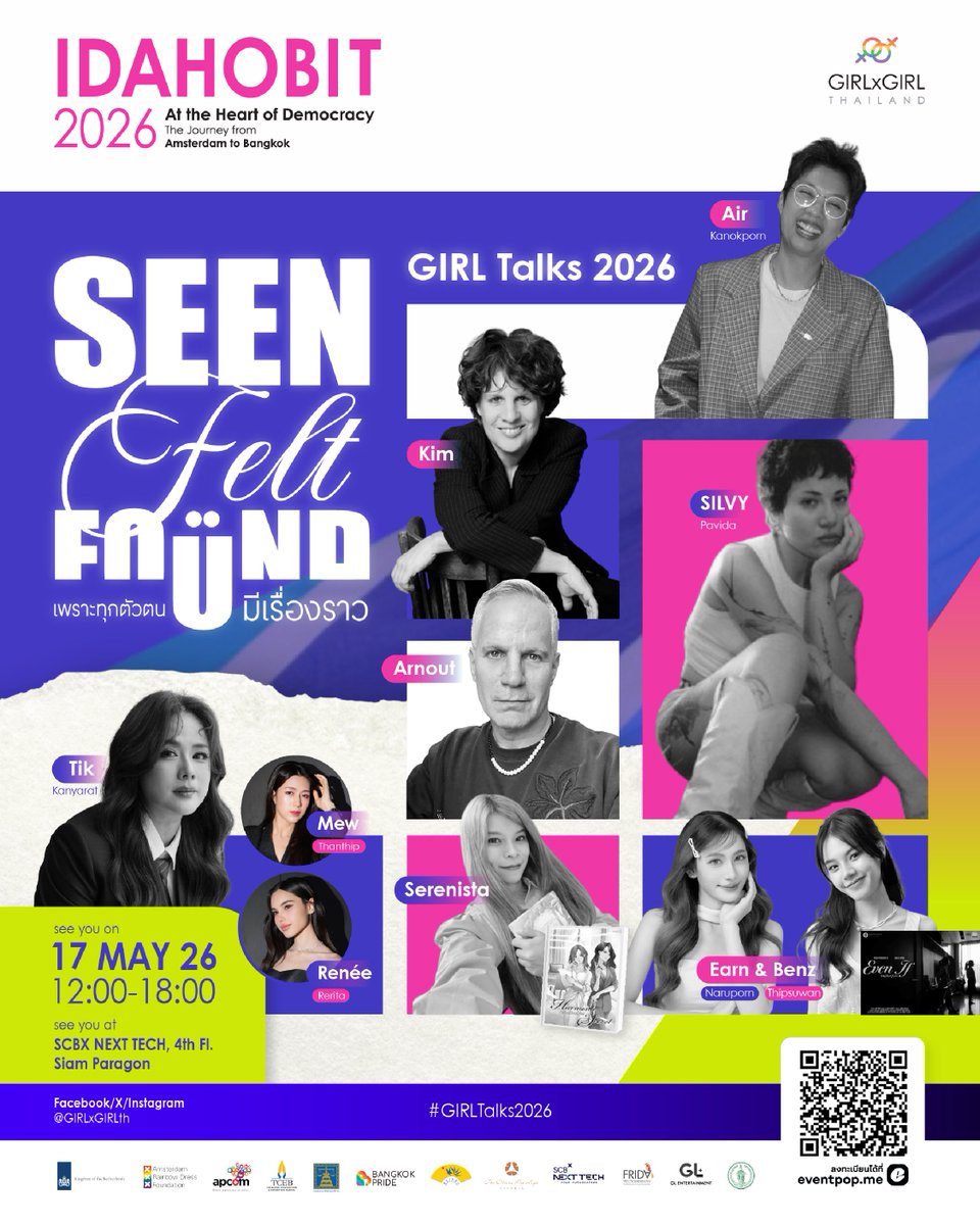 girlxgirlth's tweet photo. เพราะทุกตัวตนมีเรื่องราว 🚪💖 ชวนปักหมุดเปิดประตูแรงบันดาลใน #GIRLTalks2026 กับหลากหลาย Speakers : Amsterdam Rainbow Dress Designers,K.#SILVY, พี่ติ๊ก กัญญารัตน์ พร้อมกับ #MewRenee, กนกพรไอศครีม, #Serenista และ K.เอิร์น K.เบนซ์ Even If..รัก(เลือก)ไม่ได้✨

https://t.co/ayoILpGpEv https://t.co/IxWDt9xMxU