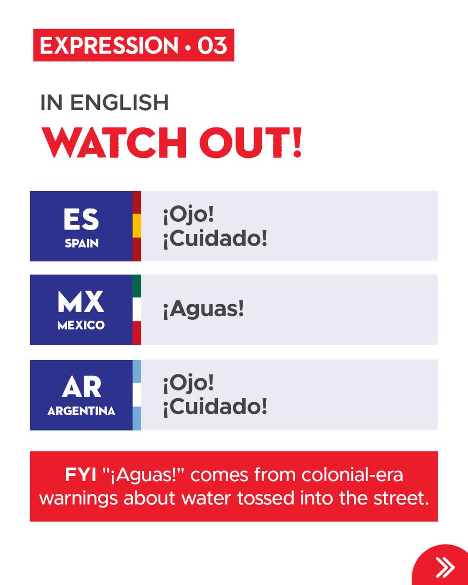 CRLanguages's tweet photo. Spanish is the world's second most spoken language — but cross a border and the slang completely flips. 🌎

We're putting Spain 🇪🇸, Mexico 🇲🇽, and Argentina 🇦🇷 head to head on the everyday phrases that locals actually use. Swipe to see if you've been saying it right. 👀 https://t.co/pUB97IhdJm