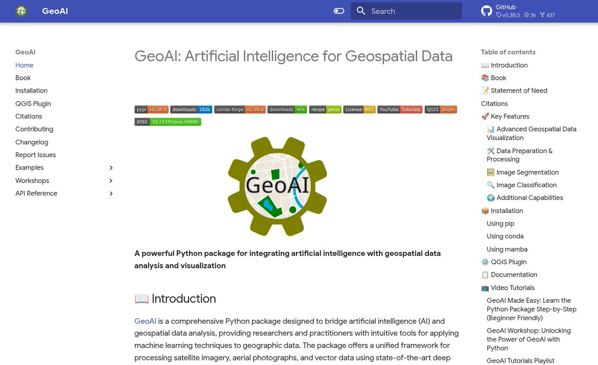 giswqs's tweet photo. Excited to share that the GeoAI repository has passed 3,000 GitHub stars 🌟 !

A big thank you to everyone who has used the project, shared feedback, opened issues, contributed code, or helped spread the word. The goal of the GeoAI package is to make it easier for researchers, developers, and practitioners to apply modern AI methods to geospatial data with minimal coding.

Repository: https://t.co/TBxio7GvtY
Website: https://t.co/0w6i7oyBxN
QGIS plugin: https://t.co/1cieUsdJol
YouTube playlist: https://t.co/mO72tIAohc

Thank you again for the support. More features and tutorials are on the way.

#GeoAI #OpenSource #Geospatial #EarthObservation #Python