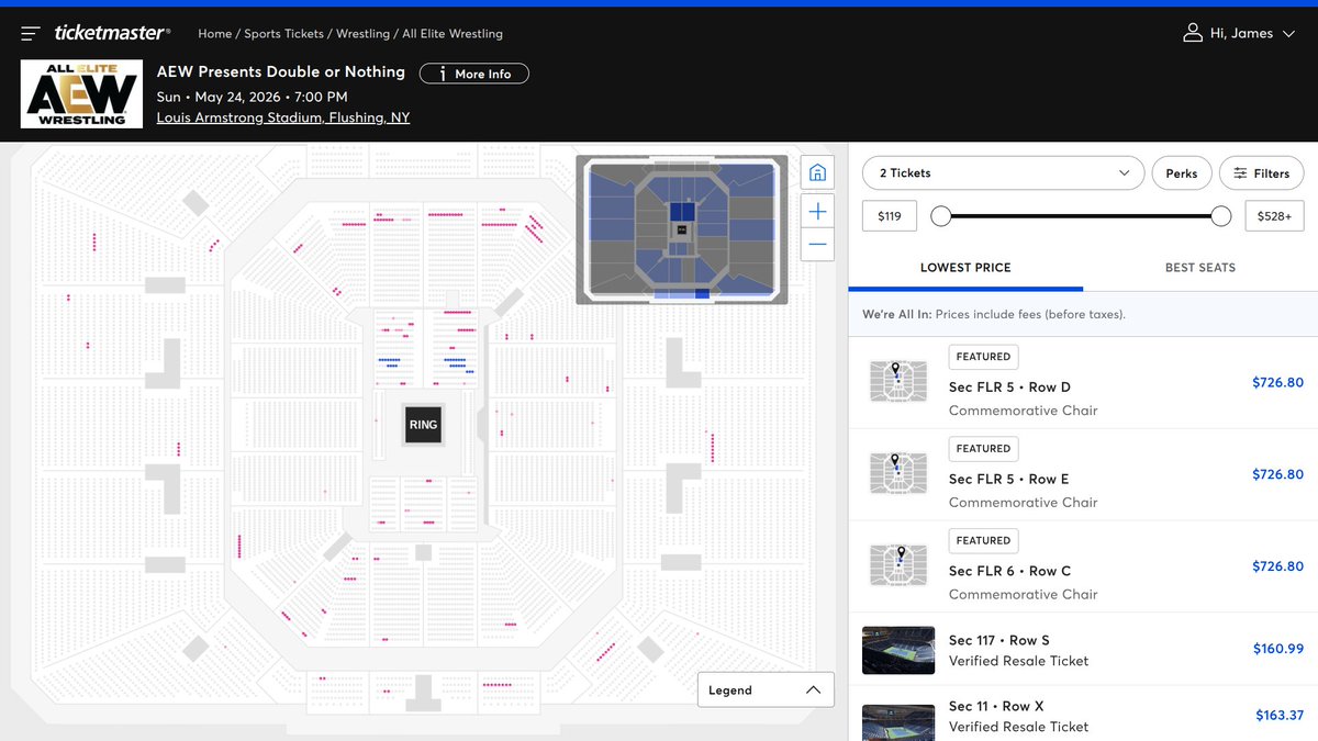 AEW Ticket Map Updates tweet media