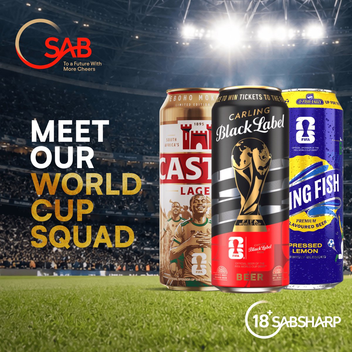 SABreweries's tweet photo. As the world comes together for the FIFA World Cup, Carling Black Label, Castle Lager and Flying Fish are proud official sponsors. Forever Committed to More Cheers, we’re bringing fans together through great football, great beer and responsible celebrations.