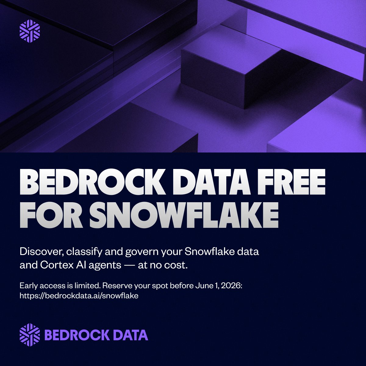 BedrockDataAI's tweet photo. Snowflake customers scaling Cortex need visibility into what data their agents can access.

Bedrock Data Free now includes agent governance: discovery, classification &amp; policy enforcement. All in Snowflake Horizon, at no cost from day 1.

Sign up here: https://t.co/IPQFg9fTM6 https://t.co/63ptEv4Fr2