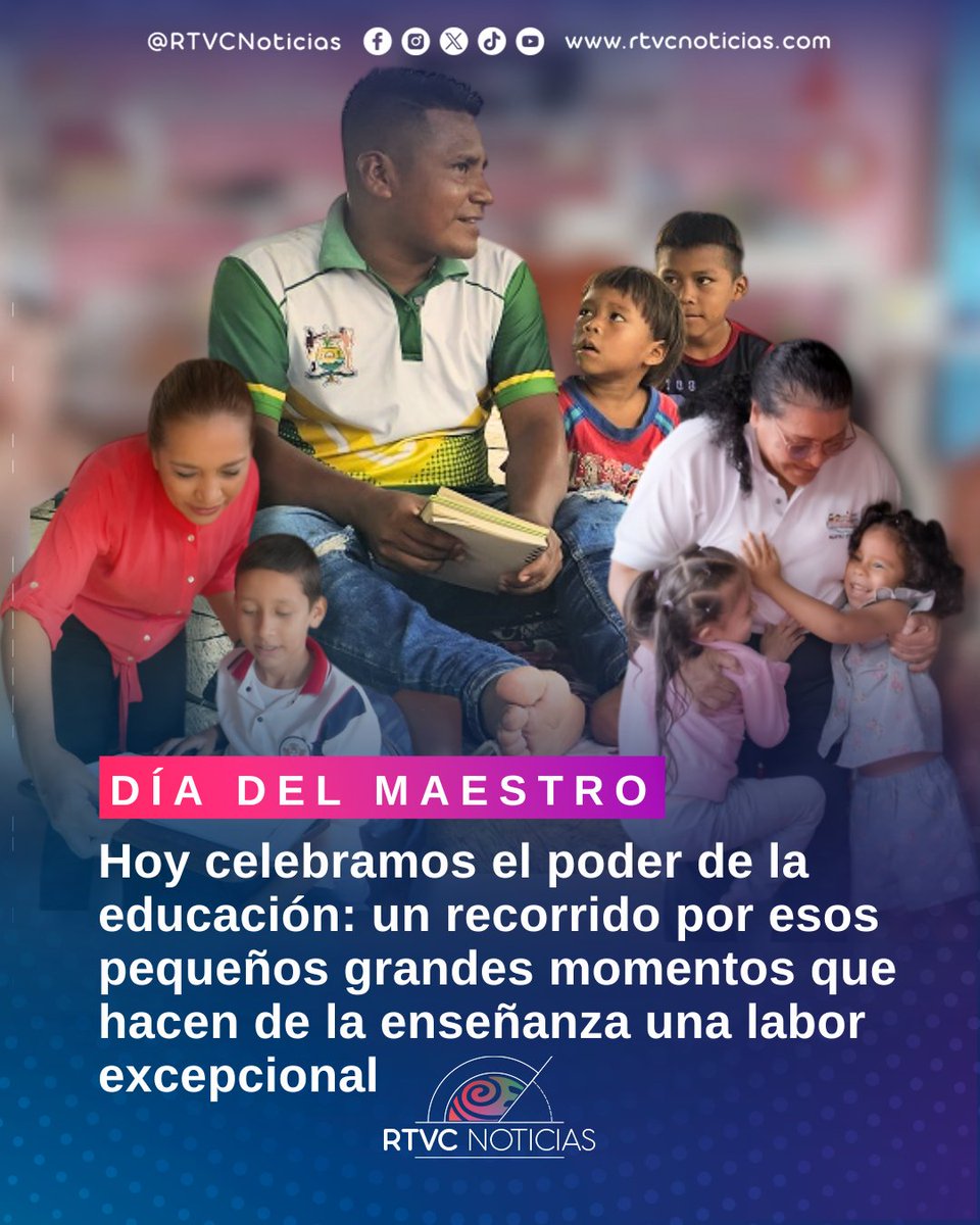 RTVCnoticias's tweet photo. 👩‍🏫🇨🇴En el Día del profesor, Colombia reconoce la labor de quienes forman generaciones y sostienen uno de los pilares fundamentales de la sociedad: la educación. Desde jardines infantiles y colegios, hasta universidades y posgrados, millones de estudiantes han sido formados por docentes que, más allá de enseñar, enfrentan jornadas exigentes, carga emocional y múltiples desafíos dentro y fuera de las aulas. 🧵👇