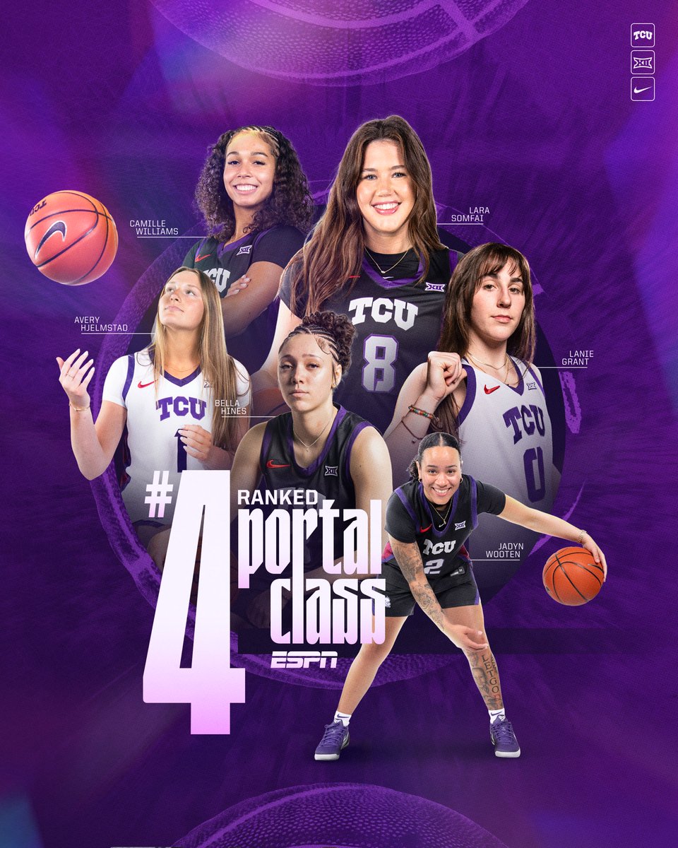 tcuwbb's tweet photo. More national recognition for our portal class, as ESPN ranked our incoming group No. 4 in all of college basketball

#GoFrogs https://t.co/IKxAGyDiHb