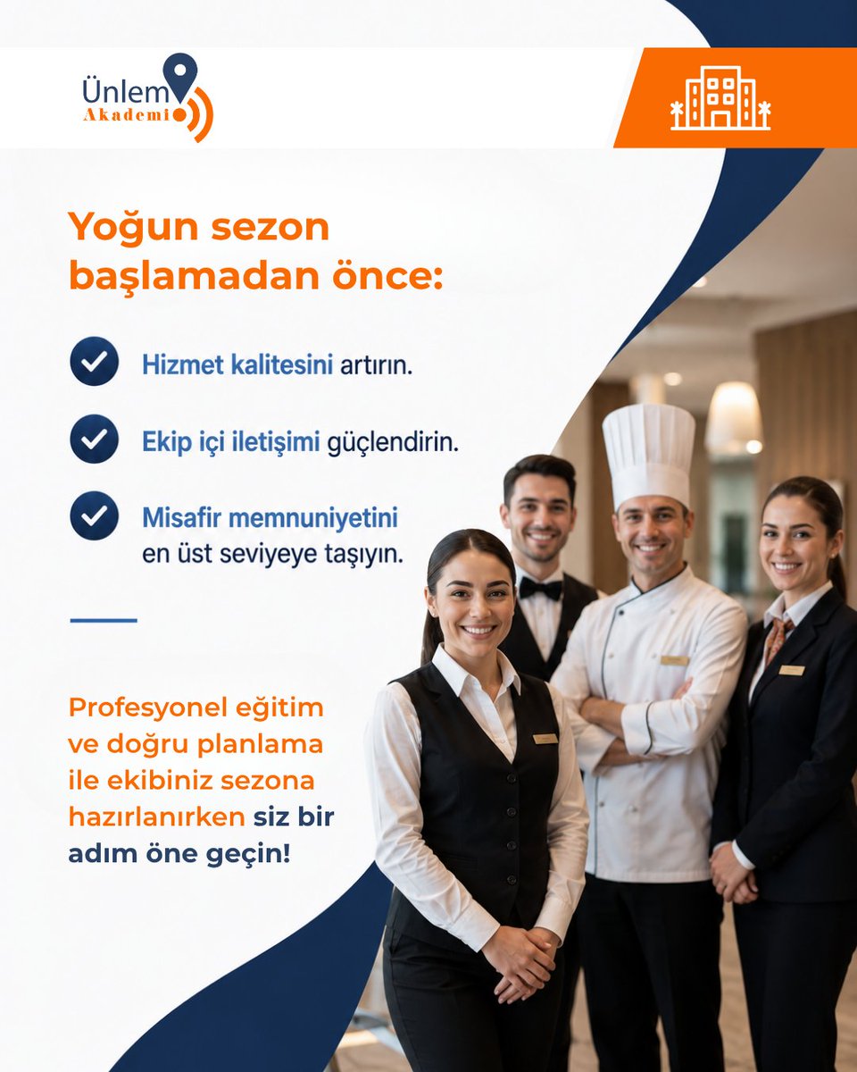 akademiunlem's tweet photo. Sezon kapıda!​
Hazırlıklar tamam mı?​
Doğru eğitim ve güçlü ekip ile fark yaratmak sandığınızdan daha kolay.​
Şimdi Turizm Otelcilik Eğitimimize katılın sezona hazır girin!

#ünlemakademi #akademi #sezon #turizm #turizmveotelcilik https://t.co/0oZsQ4q3zx