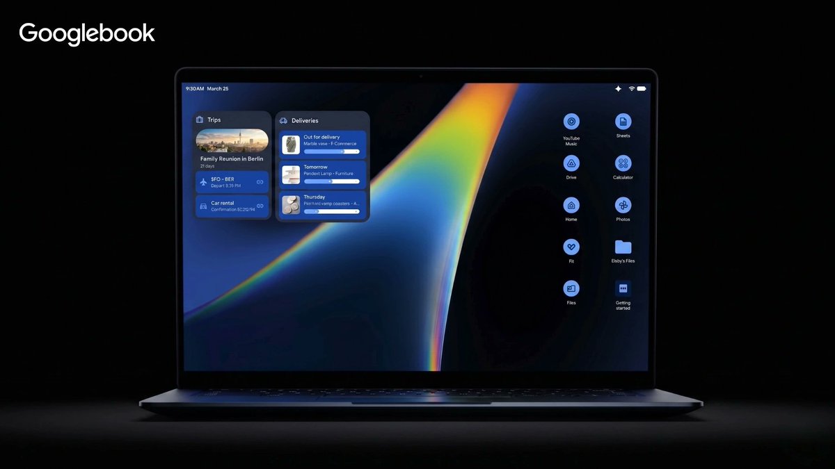 chromeunboxed's tweet photo. The upcoming Googlebook will feature a traditional desktop environment, allowing users to place app icons, folders, and custom widgets directly on their screens. https://t.co/cGUqttKG4B https://t.co/z4NO1bGCZl