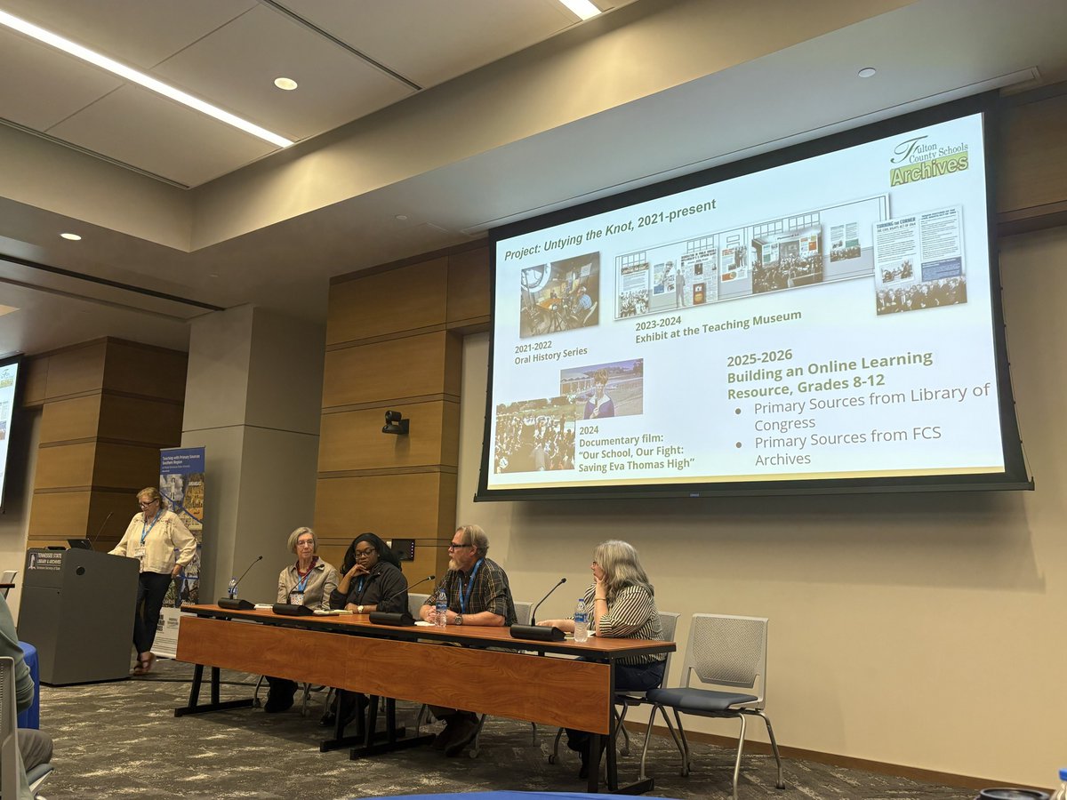 FCSArchives's tweet photo. Presenting Project Untying the Knot to the Library of Congress Southern Region in Nashville... spreading the word about our amazing history and how we use it! See more at https://t.co/ECqC3Qk2fE @FCSocialStudies @teachingmuseum @EricaFox_EdD @FultonCoSchools https://t.co/IyID9ouFDk