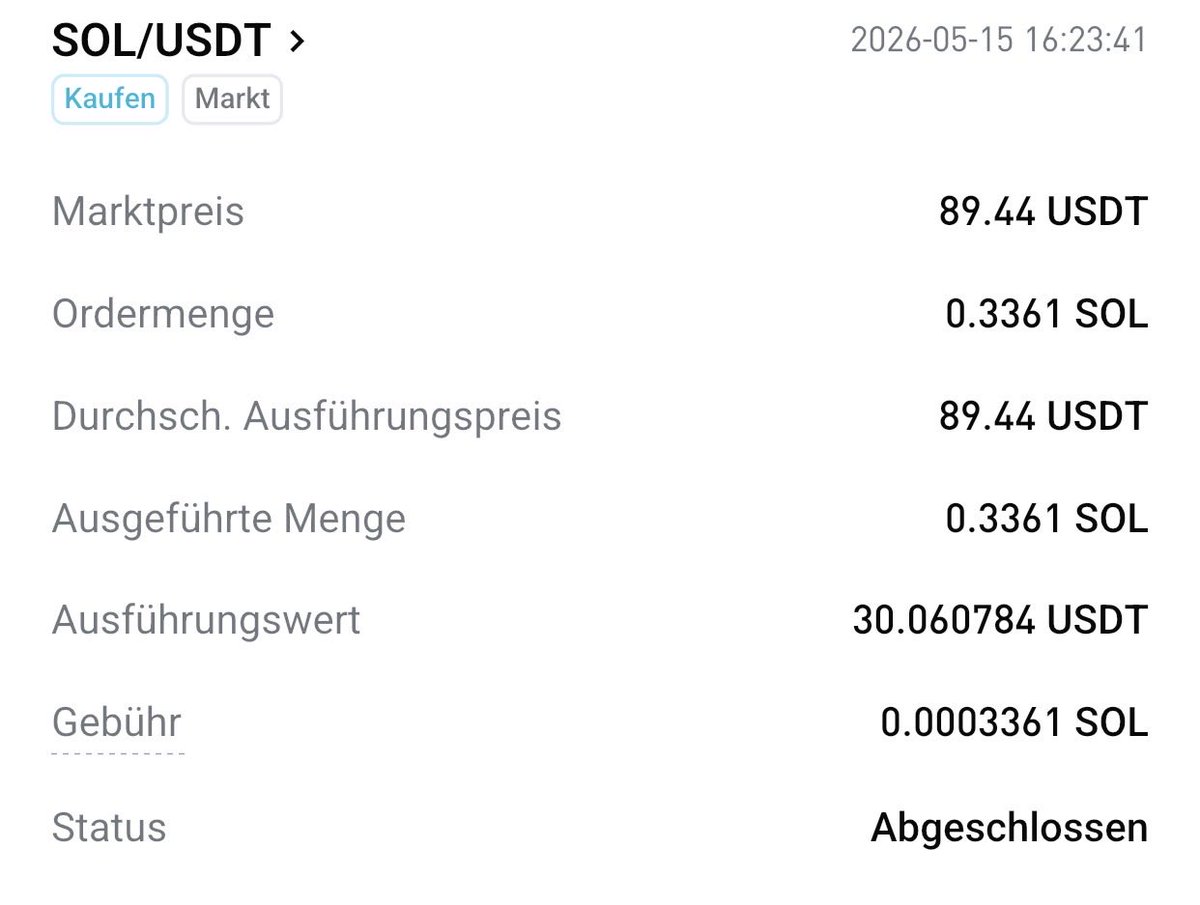 fromzer0to's tweet photo. ✅ Trade Update 

Gerade wieder zugeschlagen!
$SOL
Kauf: 0.3361 SOL @ 89.44 USDT

Kleiner aber feiner Einstieg. Sol läuft weiter – wir bauen weiter auf. 💪

#FromZeroTo #SOL #Crypto #Trading https://t.co/EJTqQDK3Uo