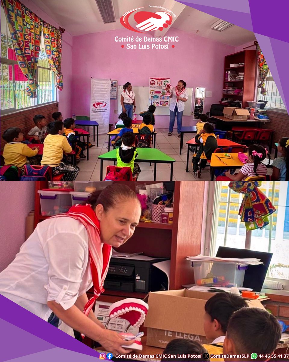 ComiteDamasSLP's tweet photo. El Comité de Damas CMIC San Luis Potosí llevó a cabo esta mañana la segunda entrega de juguetes del Juguetón 2026, compartiendo momentos de alegría y cercanía con las niñas y niños del Jardín de Niños Manuel José Othón, ubicado en la comunidad de La Maroma, Escalerillas. 🧸✨ https://t.co/lIPctn1bDO