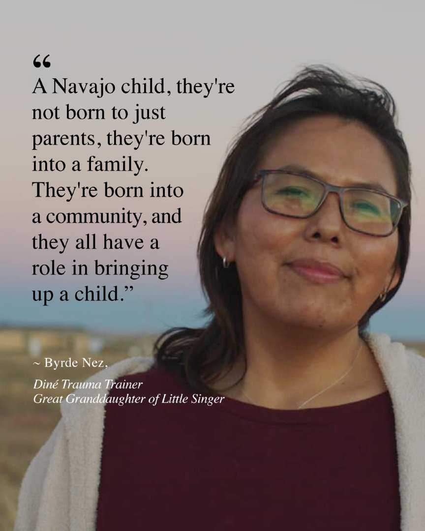 NondualScience's tweet photo. A mother, community member, and great-granddaughter of Little Singer, Byrde Nez speaks from lived experience when she shares:

As Navajo people, you are not born into just parents.
You are born into community.

https://t.co/RVmOWHRm80 https://t.co/6de5DkdTyx