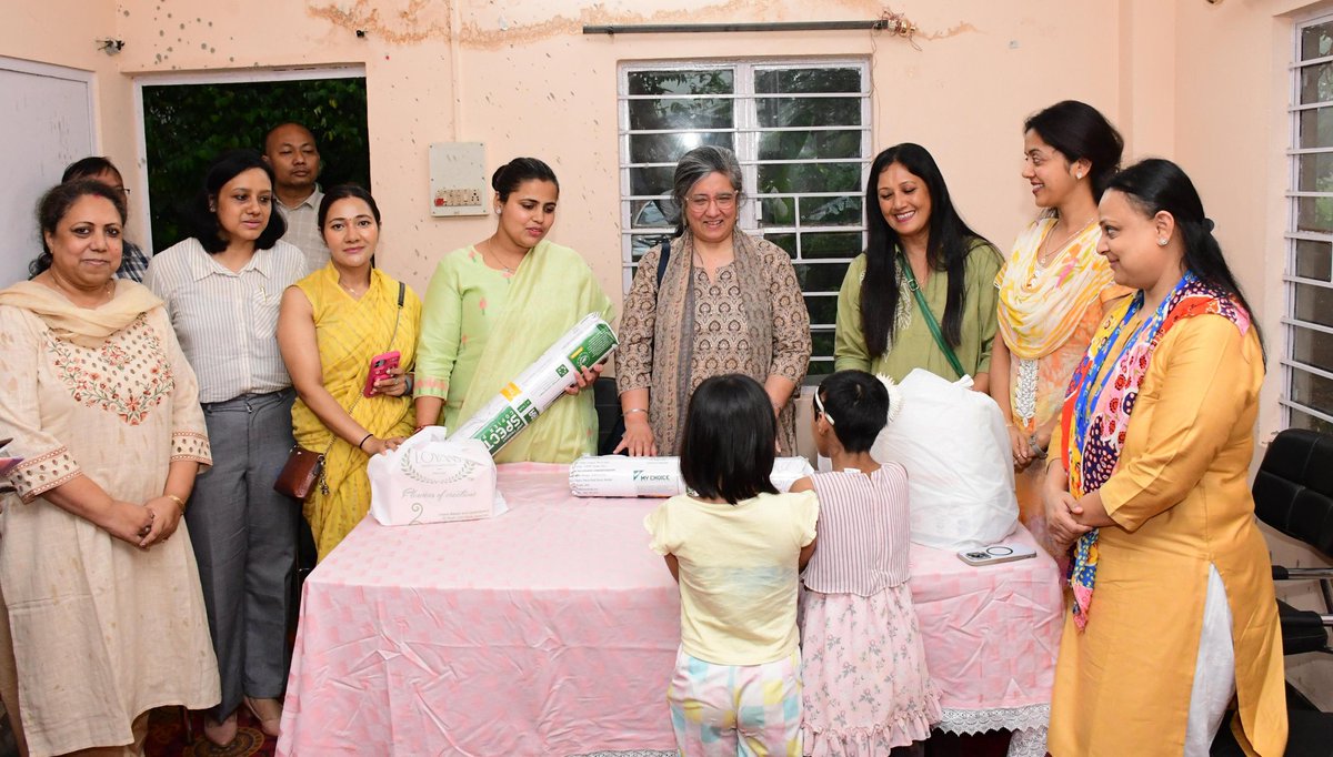 assampolice's tweet photo. Members of the Assam Police Wives Welfare Association (APWWA) spent a meaningful day with children at the Assam Child &amp; Women’s Welfare Society, Guwahati, sharing moments of care, warmth, and togetherness. 

Small acts of kindness often leave the biggest impact. https://t.co/GYp3sYWtWD
