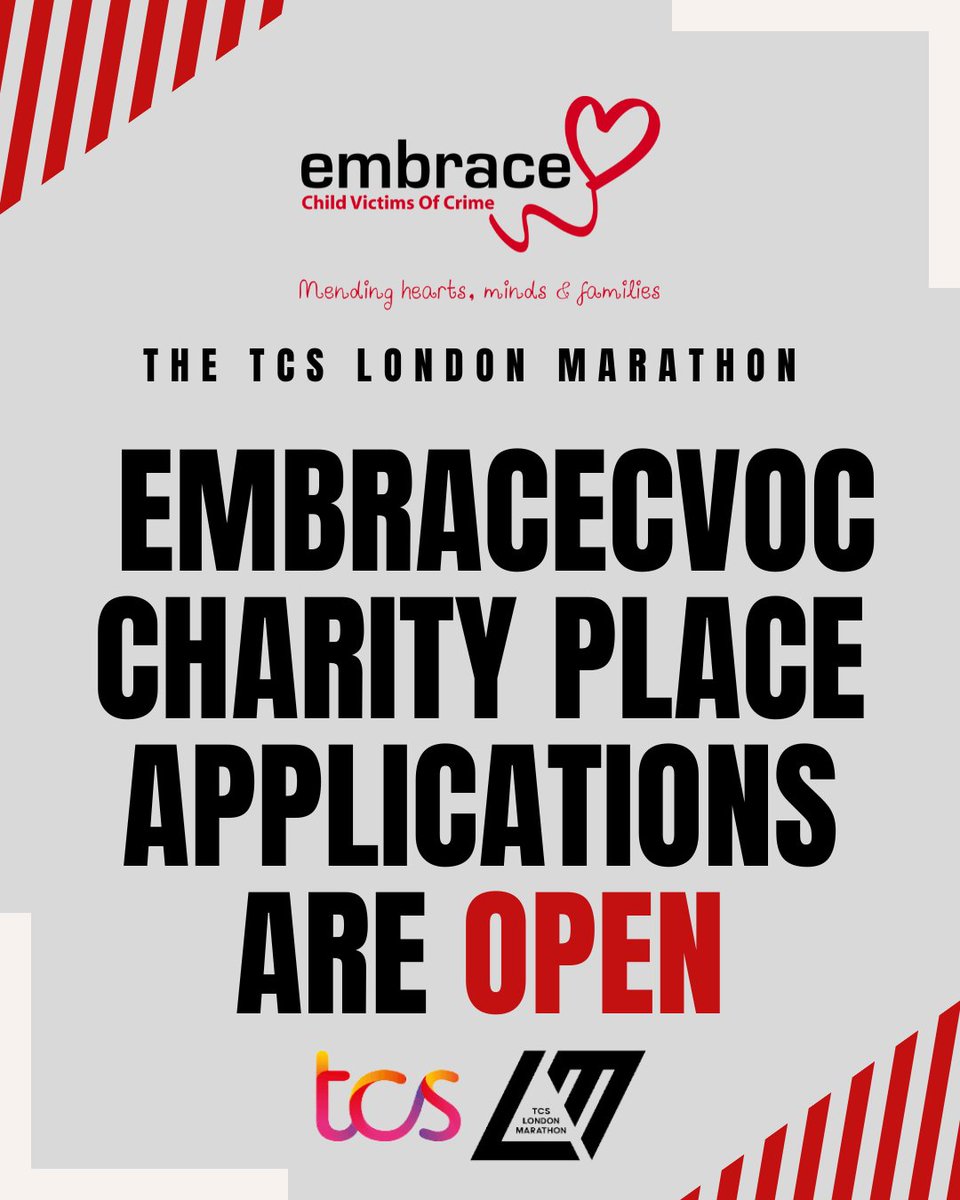 EmbraceCSOC's tweet photo. Not every application gets a spot, but every attempt starts a story...
Apply to join #TeamEmbrace in the 2027 TCS London Marathon and you could be running for something bigger.
Take the chance. Make it count.

https://t.co/410fcs8Sjp https://t.co/7WFjx3o50d