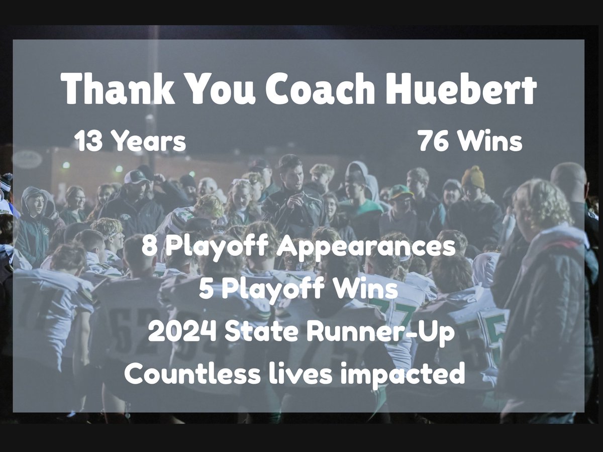 CC_Football308's tweet photo. The staff and students of CC want to thank Coach Huebert for his dedication to the school and community!

This account will continue to be utilized as the Coach Owen era begins. Coach looks forward to meeting all past and current Bison, all are welcome to be around the program! https://t.co/iH8hYbuvDc
