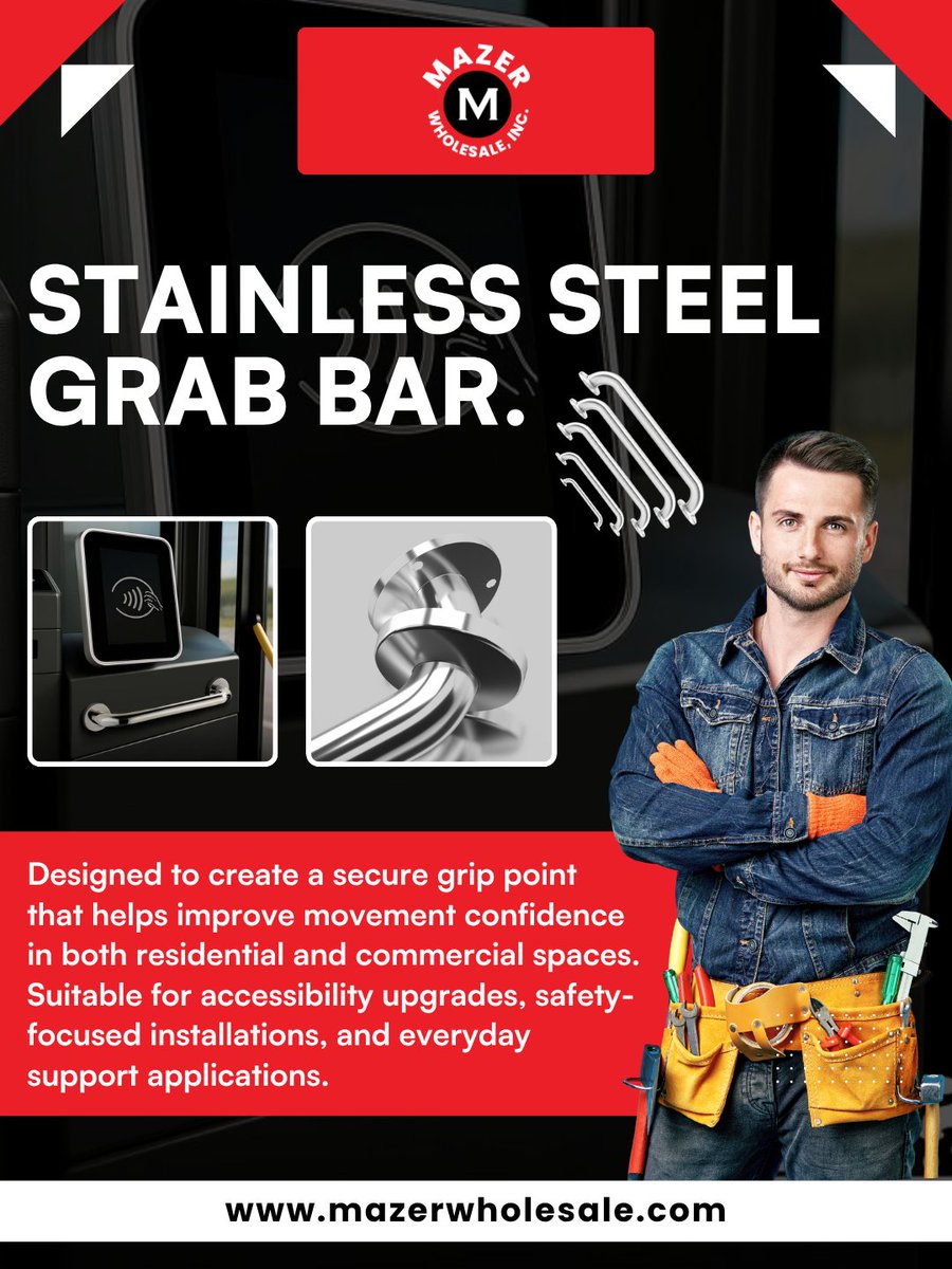 MazerWholesale's tweet photo. Stainless steel grab bar provides dependable support for bathrooms, showers, and accessibility-focused spaces.

A smart safety upgrade for any property.

https://t.co/quZMtipY5l

#MazerWholeSale #grabbar #bathroomsafety #accessibility #stainlesssteel https://t.co/2UGIwjHcUc
