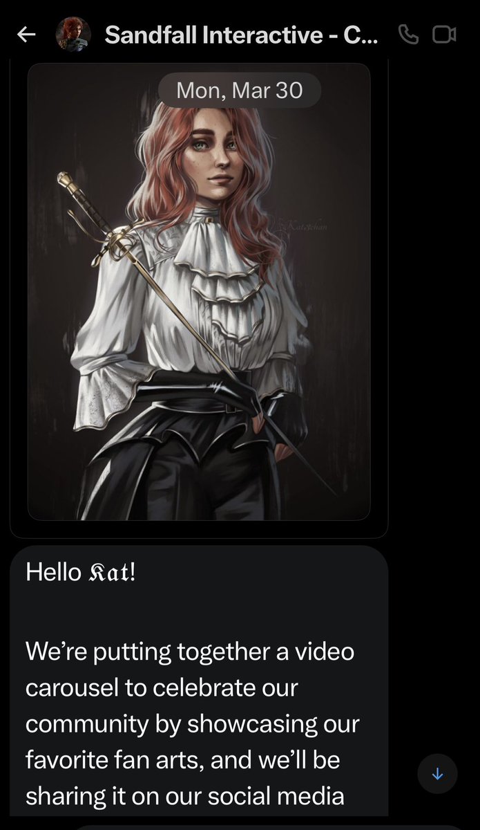 kat3chan's tweet photo. This is what happens when your country is at war and dictators cut off your access to internet you miss opportunities i’m so honored @SandfallGames for this thank you❤️ https://t.co/JPwicWkGIu