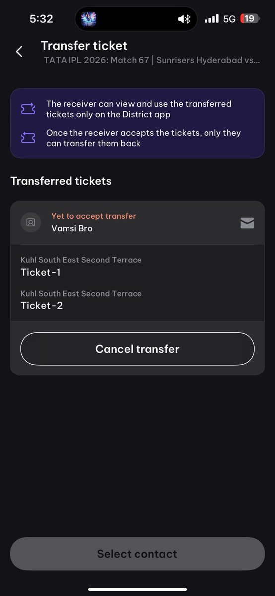 SanjayGuru33's tweet photo. Successful transfer for SRH vs RCB 🧡❤️
No extra price! 🧿 🎫 https://t.co/MGjJzuz4ED