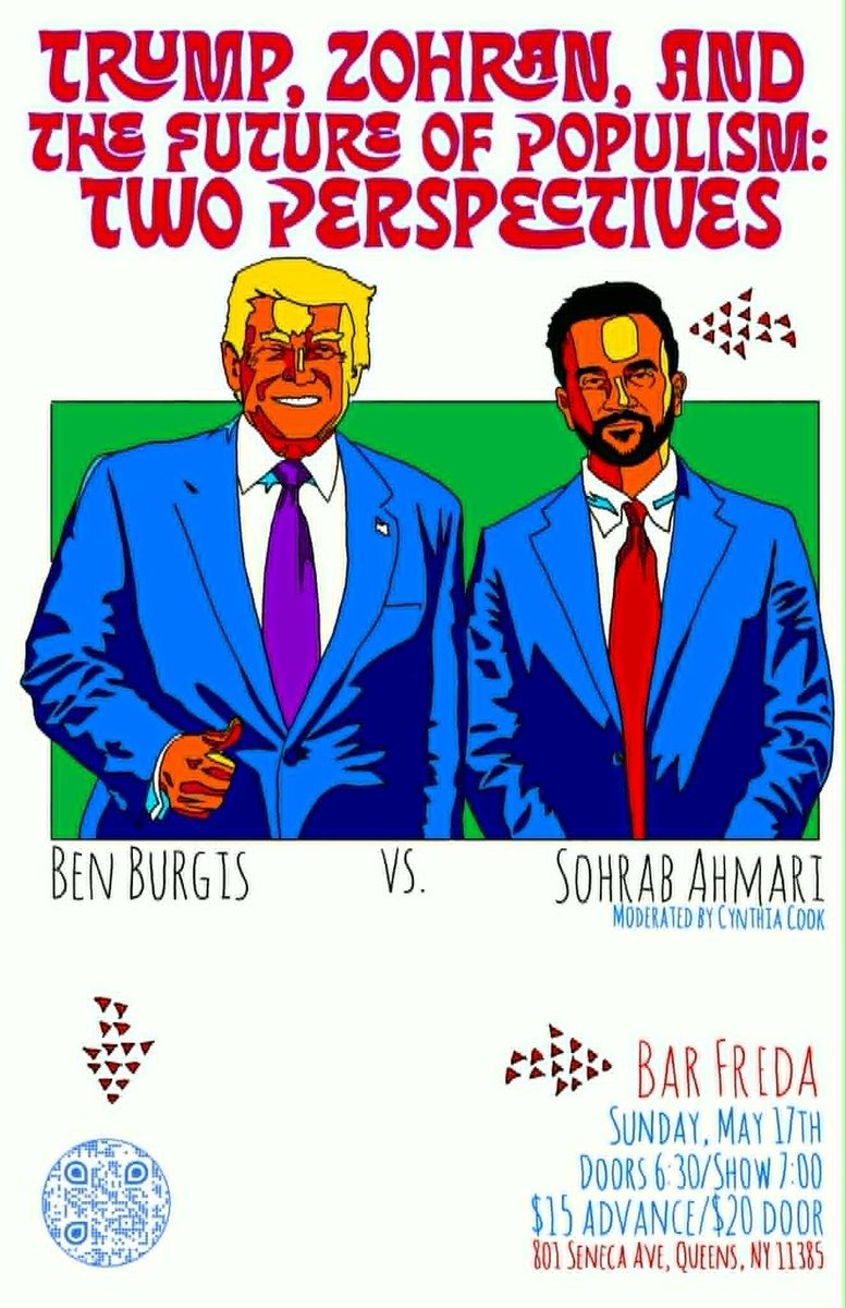 BenBurgis's tweet photo. NYC friends!

Coming up day after tomorrow (Sunday, May 17th):

Me. @SohrabAhmari. @c_cook1988.
7 PM
Bar Freda in Ridgewood https://t.co/ICTgF8OkYS