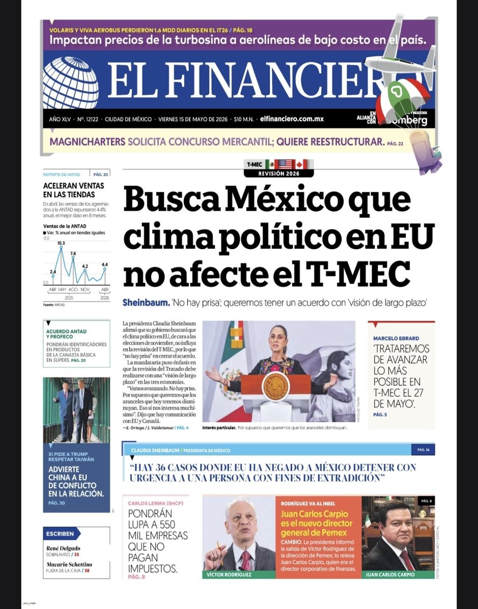 EquipazoConByC's tweet photo. 📰🗞📽🎤🎧Las primeras planas de hoy viernes 15 de mayo 2026📰🗞📽🎤🎧 @BlancaLolbee @Carstellanos @Esanjuro https://t.co/XehIVbcrrl