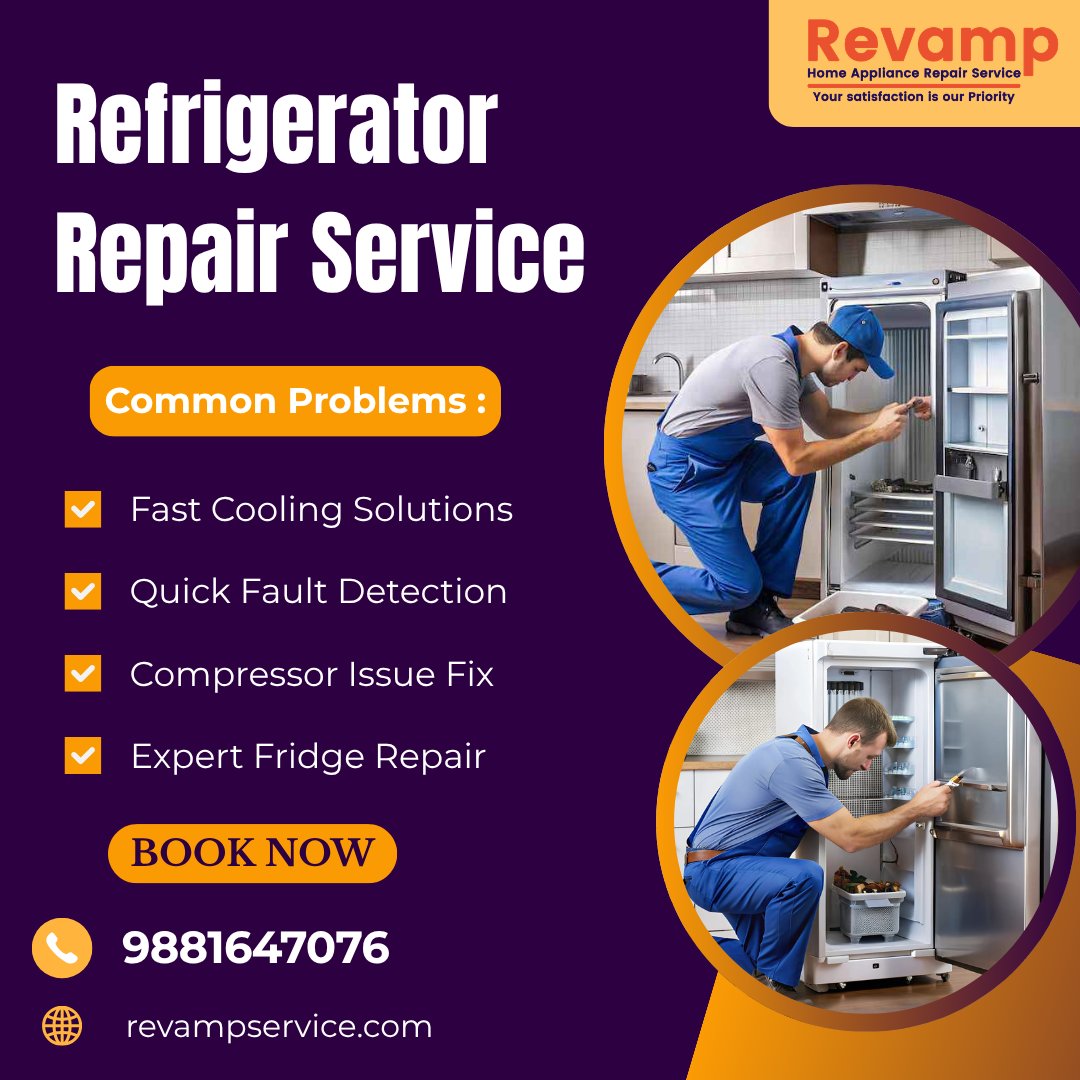 ServiceRevamp's tweet photo. Refrigerator Repair Service
Facing cooling problems or unusual fridge issues?
Get fast, reliable &amp; doorstep refrigerator repair service from experienced technicians.

#RefrigeratorRepair #FridgeRepair #CoolingProblem #RepairService #HomeApplianceRepair #FridgeService https://t.co/lGR1V8fZ1m