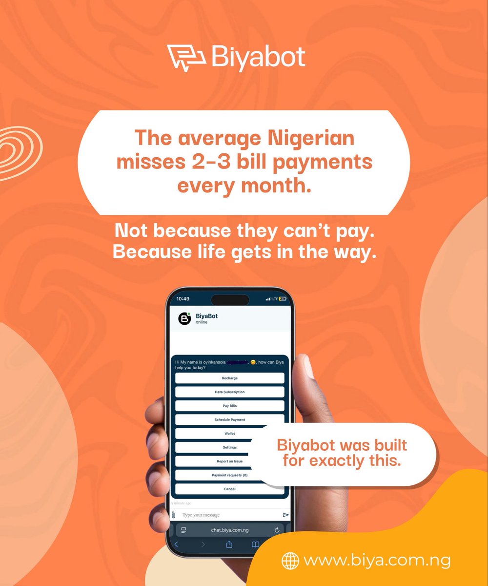 biyabot's tweet photo. Create your Biyabot account today to manage your payments easily and avoid missing important transactions.

Link in bio. https://t.co/ECklN3RnYI