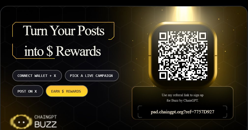 BSCSBC's tweet photo. Creators, this is neat: with Buzz by ChainGPT you can support projects on X and earn $ rewards for it ⚡️🐝⚡️

#ChainGPT, $CGPT, @Chain_GPT, @ChainGPT_Pad

https://t.co/2yFkmdSIay https://t.co/C9ELGjMSjL