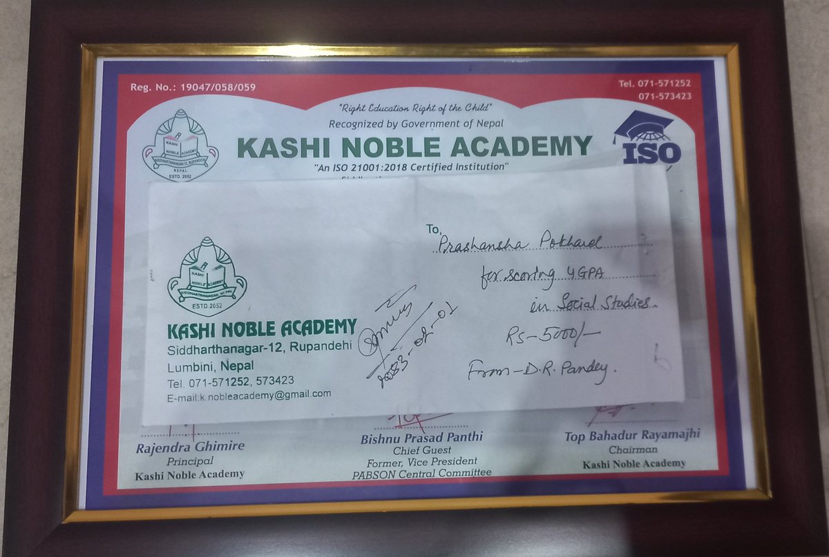 sudan392's tweet photo. Congratulations daughter Prashamsa Pokhrel for being honoured. https://t.co/yJU9aA0rIk