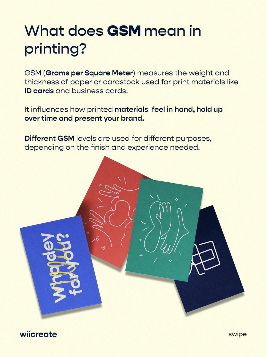 wiicreate's tweet photo. Most people scramble to pick a design. Benchmark brands pick the material first.

GSM is one of the most overlooked decisions in print — and one of the most powerful.

Swipe to see why it matters.🙏🏾💙 https://t.co/P1BggYxP0X