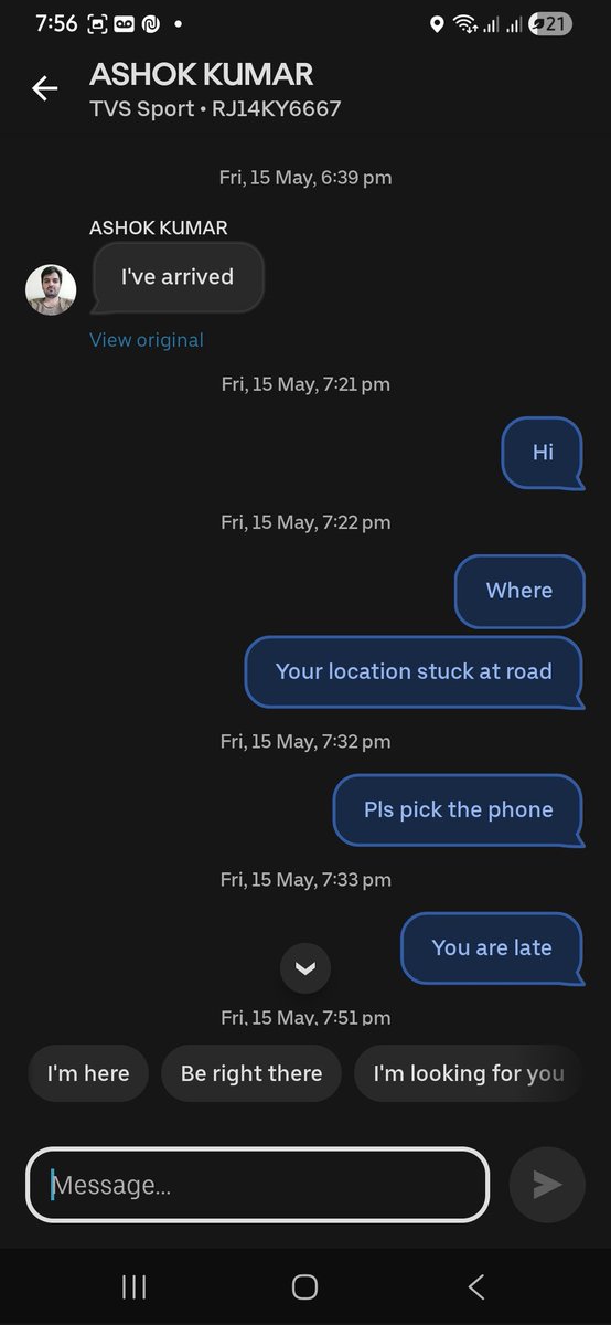 ymu_1983's tweet photo. need urgent help,@Uber_Support Ur rider take parcel today at 6:40pm at Jaipur,Now he is not reachable also his location not moved to destination. Also not answer of massage. M going to file FIR in local police thana. #help #uber 
@PoliceRajasthan @jaipur_police @Uber_India @Uber https://t.co/yfGaDfDMXB