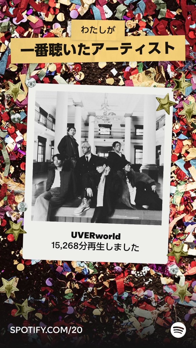 jiko0804's tweet photo. 20/4/4以来の、わたしのオールタイムトップアーティストはUVERworldでした！Your Party of The Year(s)であなたのデータもチェック！  https://t.co/xNtBB8Saeb https://t.co/bKb36uwr9b