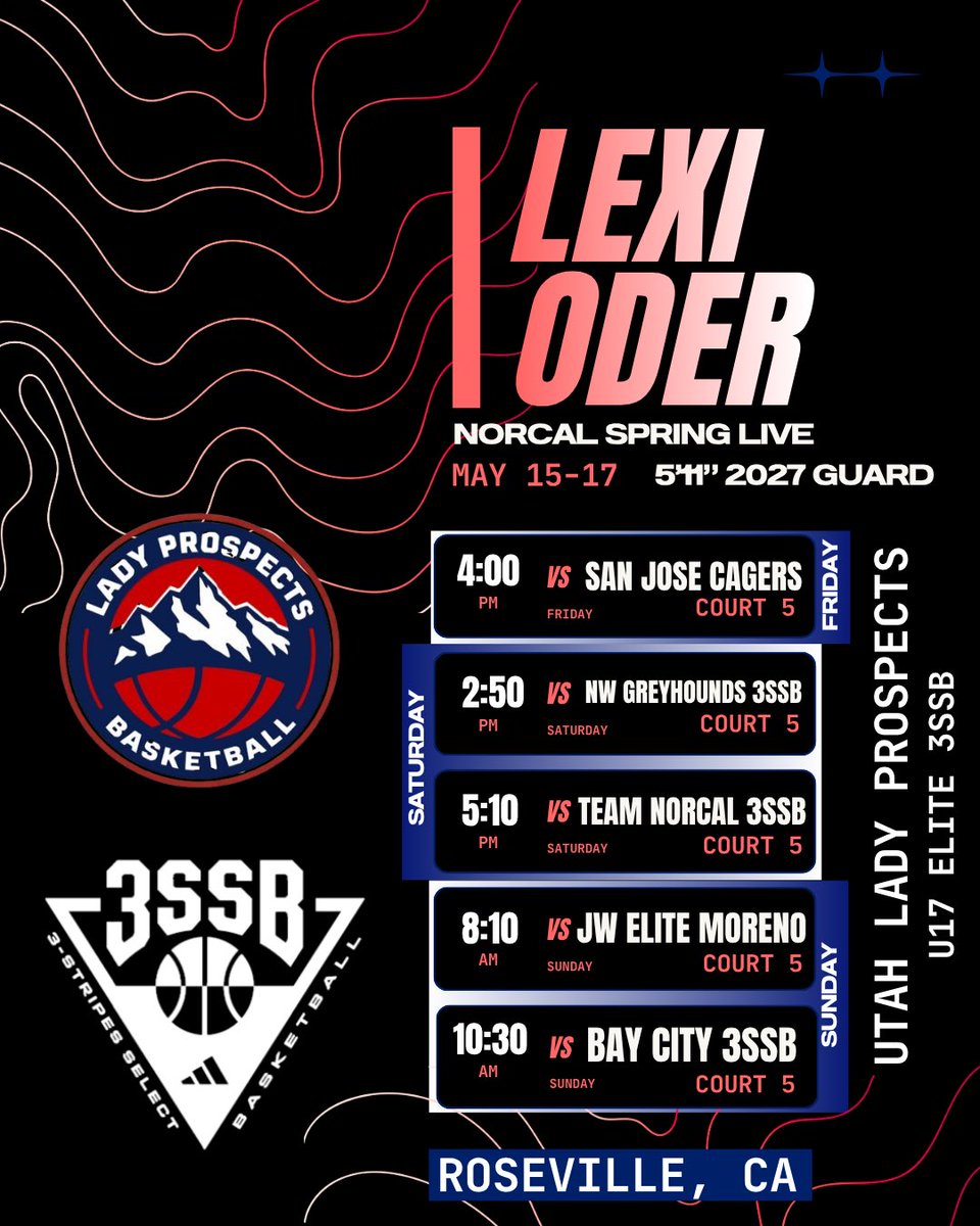 lexi_oder's tweet photo. My schedule for the NorCal Spring Live tournament in Roseville, California this weekend! https://t.co/WPZydBQT4L