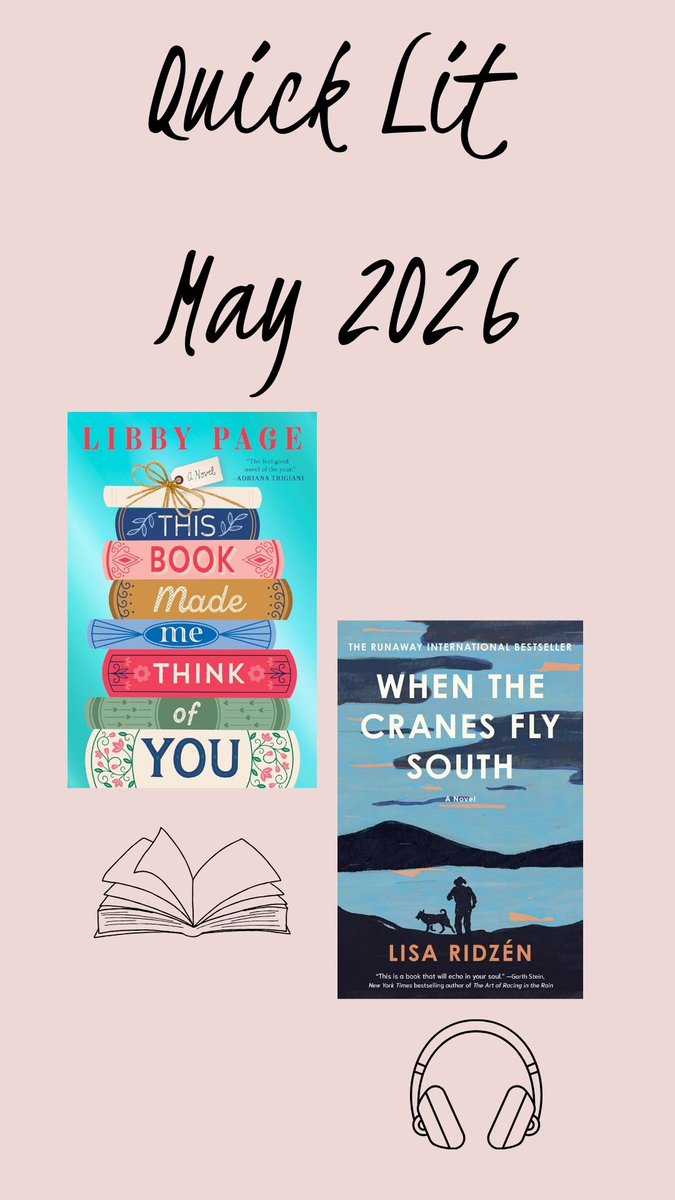 sincerelystacie's tweet photo. #QuickLit May 2026 Edition https://t.co/aPEwoiQ1Kh #fiction #5stars #booksworthreading #mustread #bookrecommendations #booklove #bookbuzz #bookboost #ThisBookMadeMeThinkofYou #WhentheCranesFlySouth https://t.co/BE1mwgHR3L