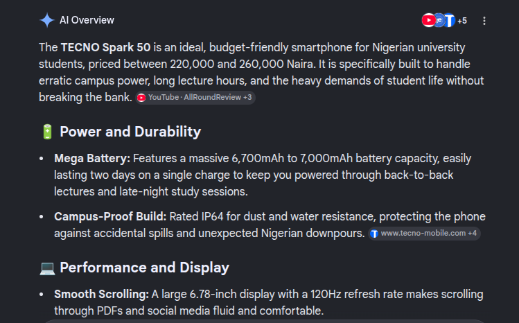 Milan_documents's tweet photo. @TECNOMobileNG "The TECNO Spark 50 is an ideal, budget-friendly smartphone for Nigerian university students, priced between 220,000 and 260,000 Naira. It is specifically built to handle erratic campus power, long lecture hours, and the heavy demands of student life without breaking the bank." https://t.co/ie5mVIPDCs