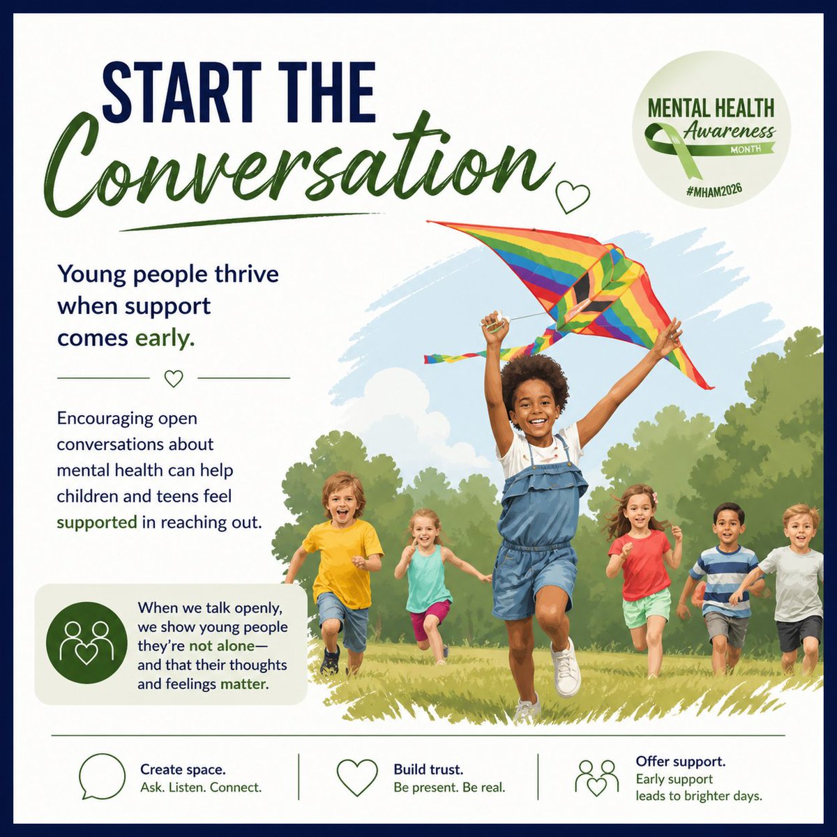 CANBehavioral's tweet photo. Start the Conversation Early
Young people thrive when support comes early.
Creating space for open, honest conversations about mental health helps children and teens feel safe enough to speak up when something doesn’t feel right.
.
#SeeThePerson #MHAM2026 #CANBehavioralHealth https://t.co/jRpwi3GgS0
