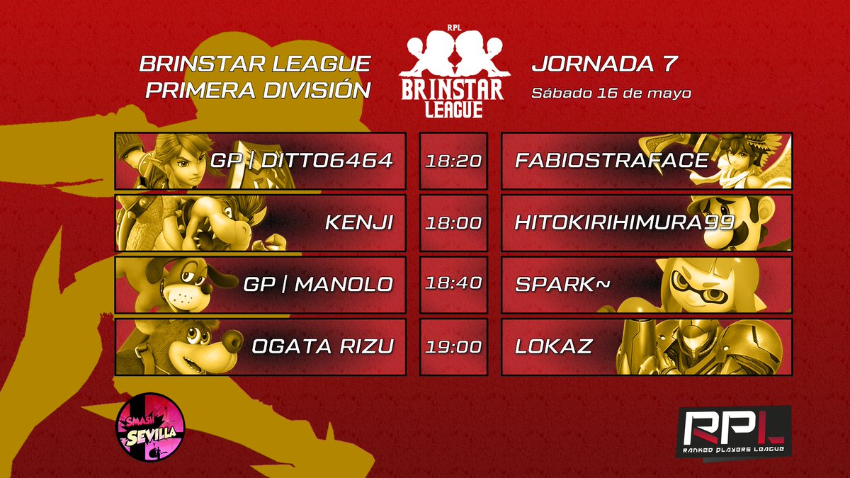 RankedPlayers's tweet photo. ¡Mañana sábado se viene la ÚLTIMA JORNADA de Brinstar League! Segundo puesto, puestos de Play-Off y descenso todavía todos en juego.

⚔️ @Armando64_64 vs. @fabiost4 
⚔️ @Kenji_bgw vs. @hito_99_kiri 
⚔️ @ManoloBolos vs. @arseneboy1 
⚔️ @ORIZU017 vs. @LokazKelok https://t.co/o8RUYjZtrR