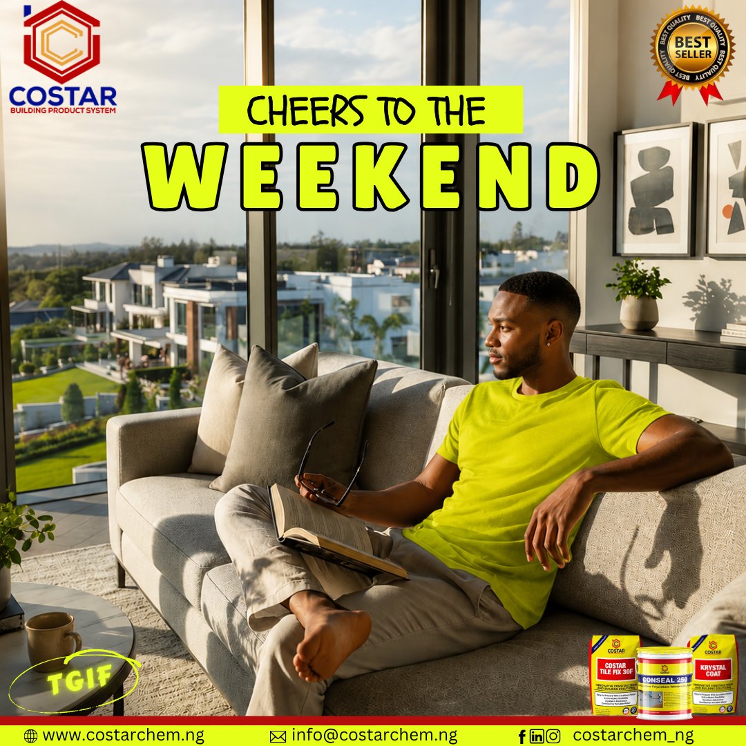 CostarChem's tweet photo. Weekend is here! 🎉
All of us at Costarchem Nigeria wish our valued clients and partners a relaxing, joyful, and productive weekend.
Stay safe, stay inspired, and enjoy every moment.
Happy Weekend! https://t.co/srca5DBZS0