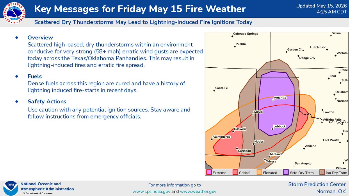 NWSSouthern's tweet photo. Folks in the High Plains should stay alert for thunderstorms that may spark fires today. Have multiple ways to get information, and follow instructions from emergency officials. https://t.co/Dy93EgEOqV