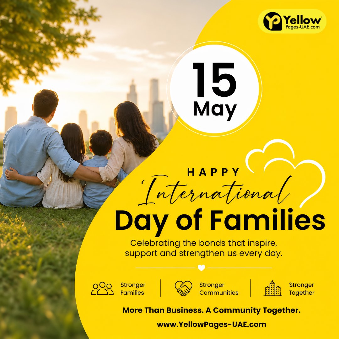 YellowPages_LMC's tweet photo. This International Day of Families, we celebrate the bonds that inspire us every day from our team members, clients, associates and communities who continue to grow together with trust and connection.

Happy #InternationalDayOfFamilies!

.

#YellowPagesUAE #CommunityConnections https://t.co/QSUQgXqz2c