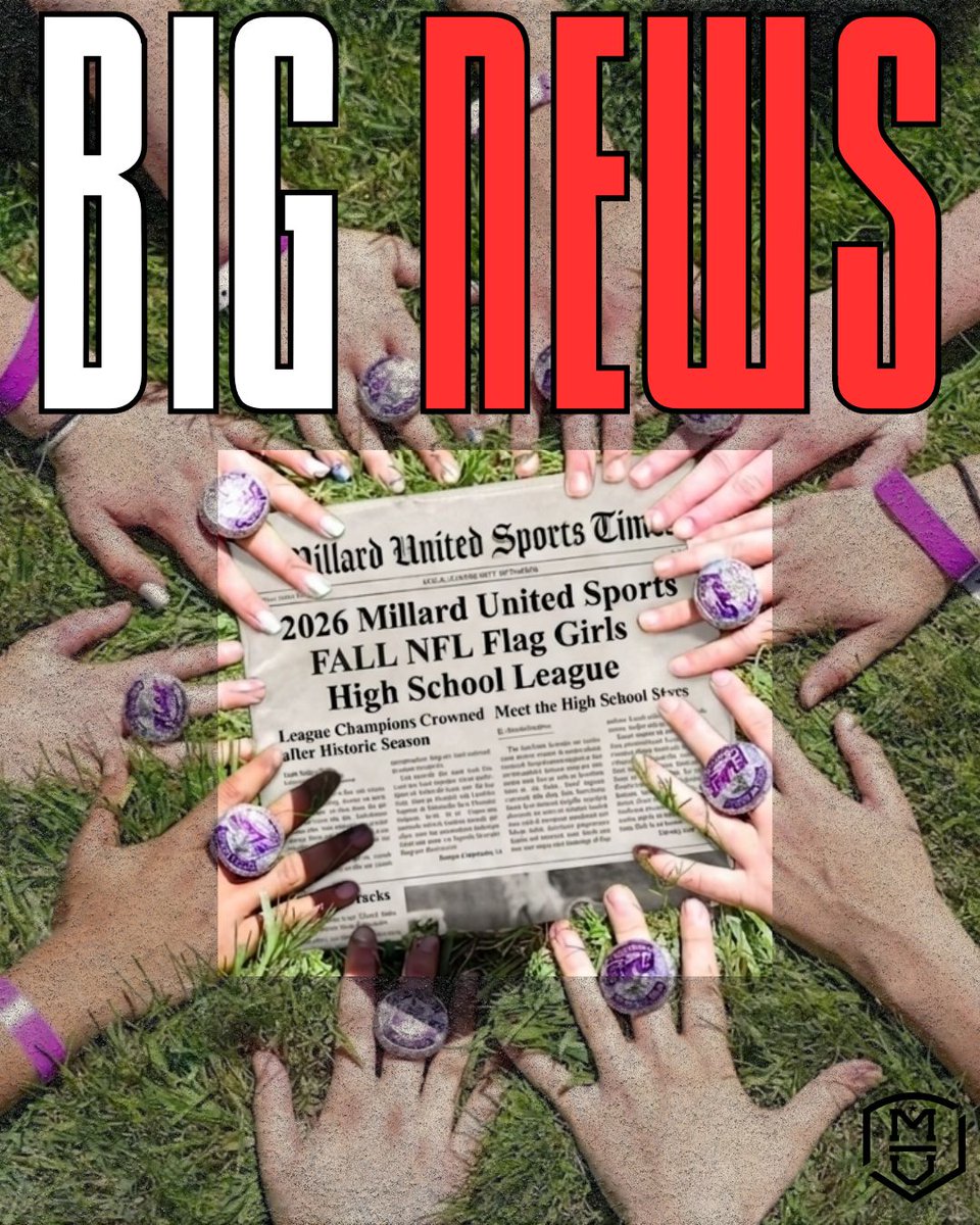 MillardUnited's tweet photo. You asked, we delivered. Welcome to our 2026 MUS Fall Flag Football Girls High School League‼️We are THRILLED to finally take our flag teams to the next level with our high schoolers🏈 Registration is NOW open, we will see YOU in September. 
#PlayUnited https://t.co/117pkVr85u https://t.co/PGNxkc6Gl4