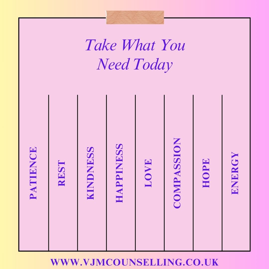 VJMCounselling's tweet photo. My last action for #MentalHealthAwarenessWeek is to ask, what do you need today? If this weeks been tough, its ok to take a break. When you take a break you are giving your brain and body a chance to reset and recharge. #warringtontherapist #talkingtherapy #wellbeing #selfcare 💜 https://t.co/NnWW7Szg7P