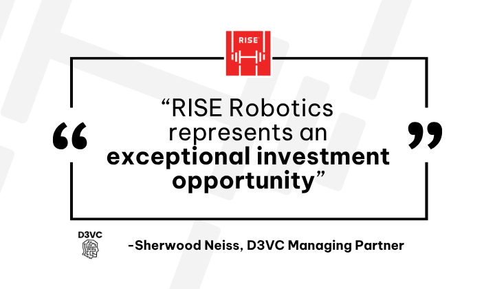 RiseRobotics's tweet photo. D3VC, a data-driven venture firm led by crowdfunding pioneer Sherwood Neiss, invested in RISE and wrote an investment memo detailing their conviction.

📌 Their verdict: Strong Buy

📖 Read the full memo here: https://t.co/UivSZEEi2L https://t.co/XBVIZIAVSx