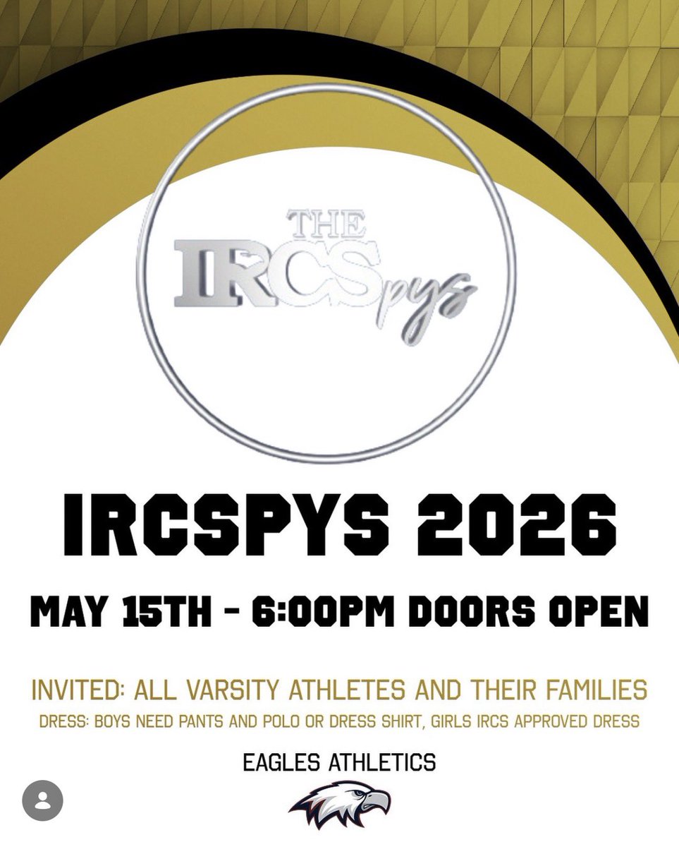 Dr_ChrisHobbs's tweet photo. An incredible spring is concluding for our @IRCSEagles 

Championships, signees, spring 🏈 W, &amp; now our student-athletes will have their accomplishments celebrated in one of the finest HS awards ceremonies in the country - the IRCSpys

God bless &amp; Go Eagles, indeed! 
🔵🔴🦅 https://t.co/gGoL57F92E
